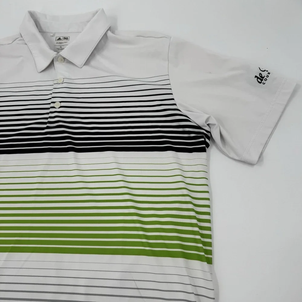 Adidas Mens Shirt X-Large Black‎ Green Stripe de Anza Country Club Golf Polo